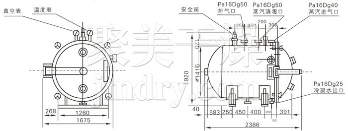 圆形静态真空干燥机结构示意图 圆形静态真空干燥机结构示意图